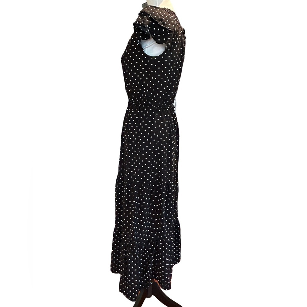 Waist-Defined Ruffle-Sleeve Dress by Old Navy Size Small - Black & White Dots 🖤🤍 - Picture 4 of 10